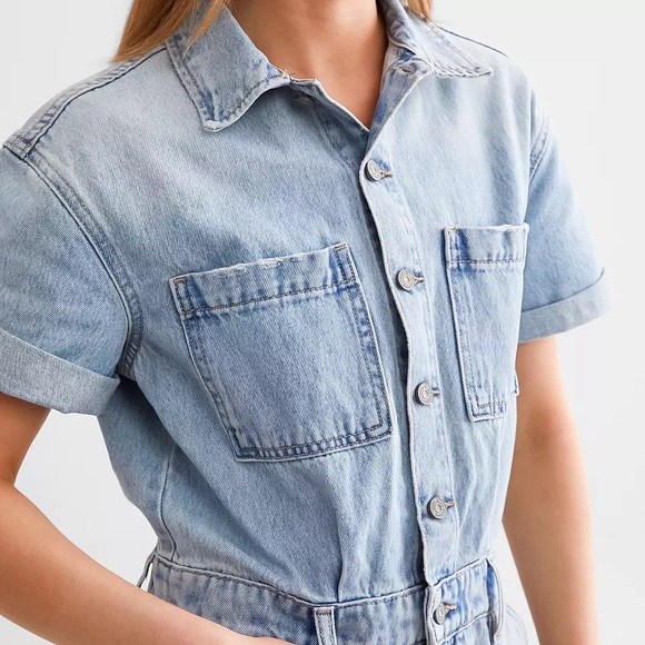 Dylan Cuffed Denim Romper - Picture 2 of 7